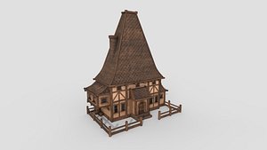 Medieval Building A06 Dark Wood - Scenery Backdrop House 3D model