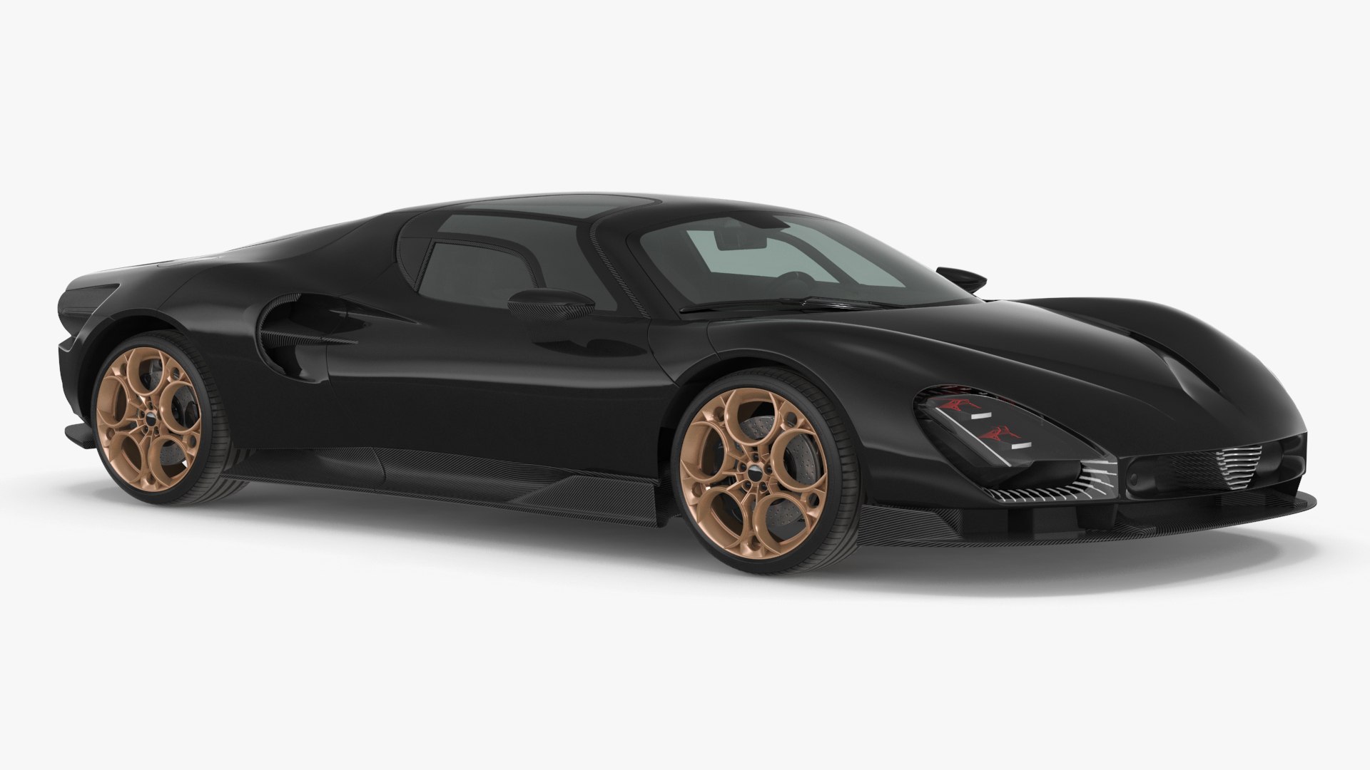 Luxury Sports Coupe Concept Black 3D model for industrial visualization, technical presentation, simulation, product rendering, and animation