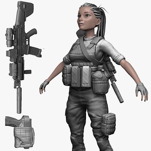 Female Soldier Militant Hunter Zbrush Sculpt