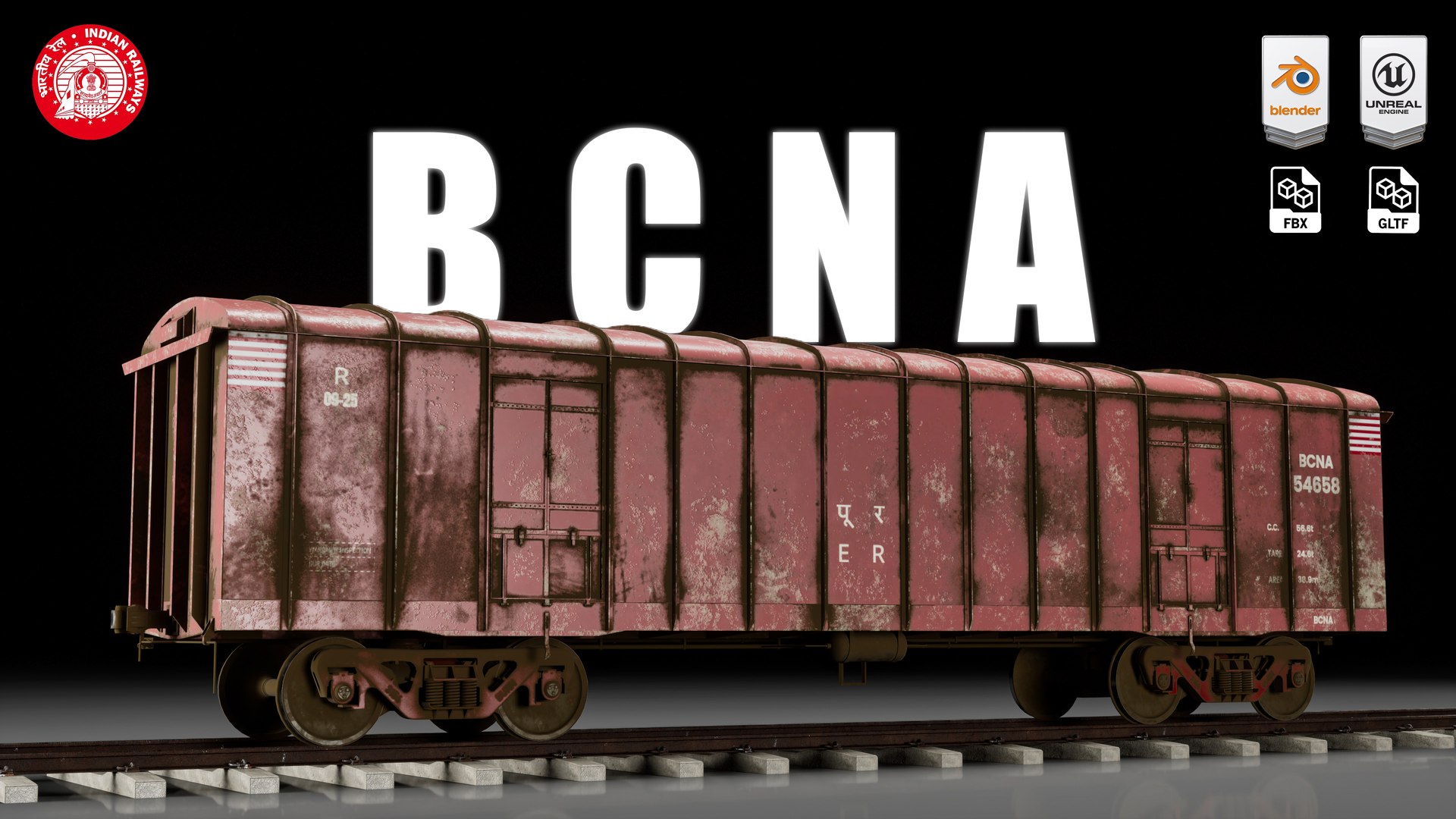 Indian Railways BCNA Covered Freight Wagon 3D Model - TurboSquid 2562740