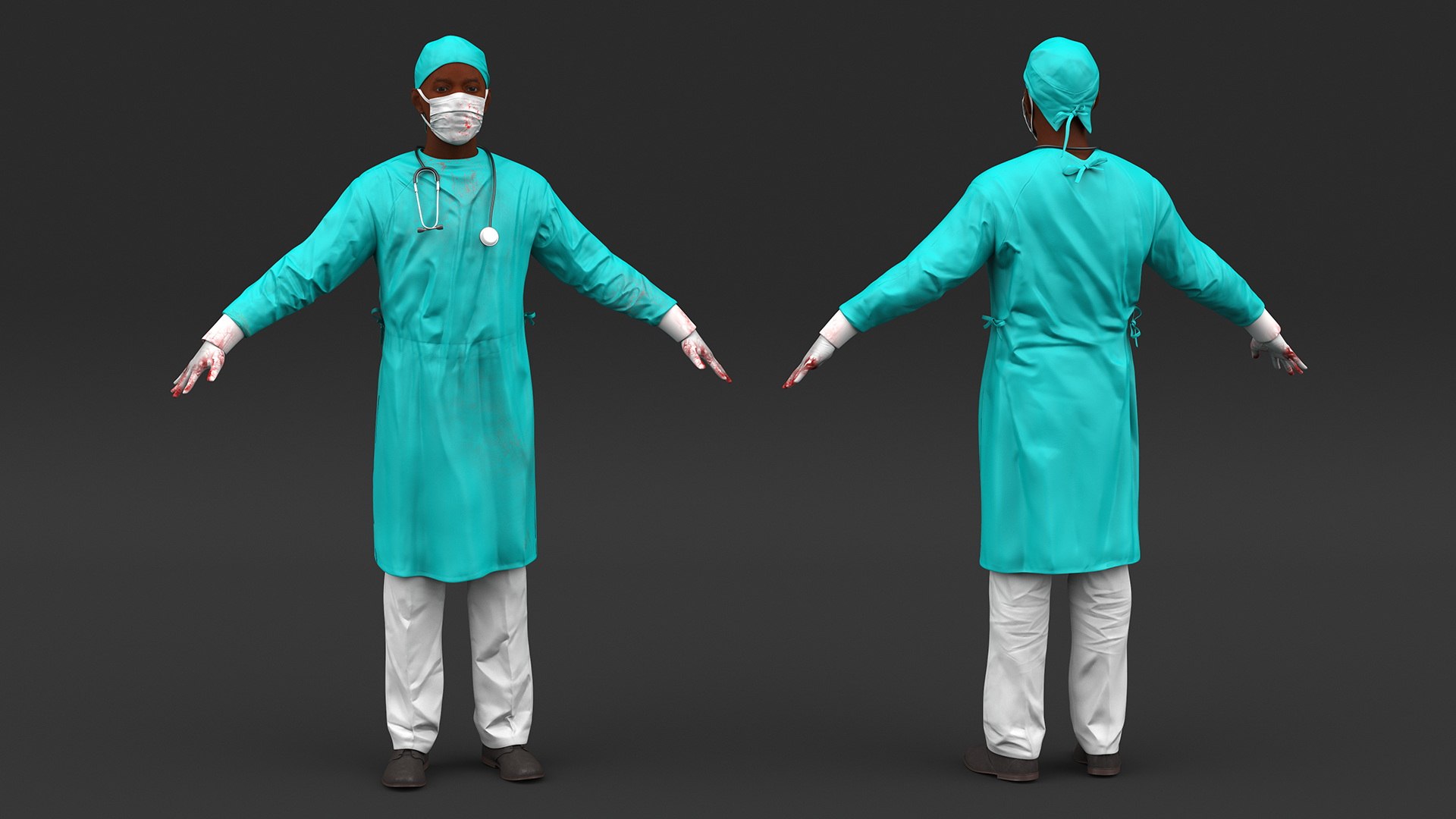 African Black Male Doctor Wearing Face Mask Blood Stained Rigged for Cinema 4D 3D model https://p.turbosquid.com/ts-thumb/6h/XMlJyw/Su/africanblackmaledoctorwearingfacemaskbloodstainedriggedforcinema4dvray3dmodel009/jpg/1703013334/1920x1080/fit_q87/303c09f098c83e0aed8ddc03af9ebc69b8746994/africanblackmaledoctorwearingfacemaskbloodstainedriggedforcinema4dvray3dmodel009.jpg