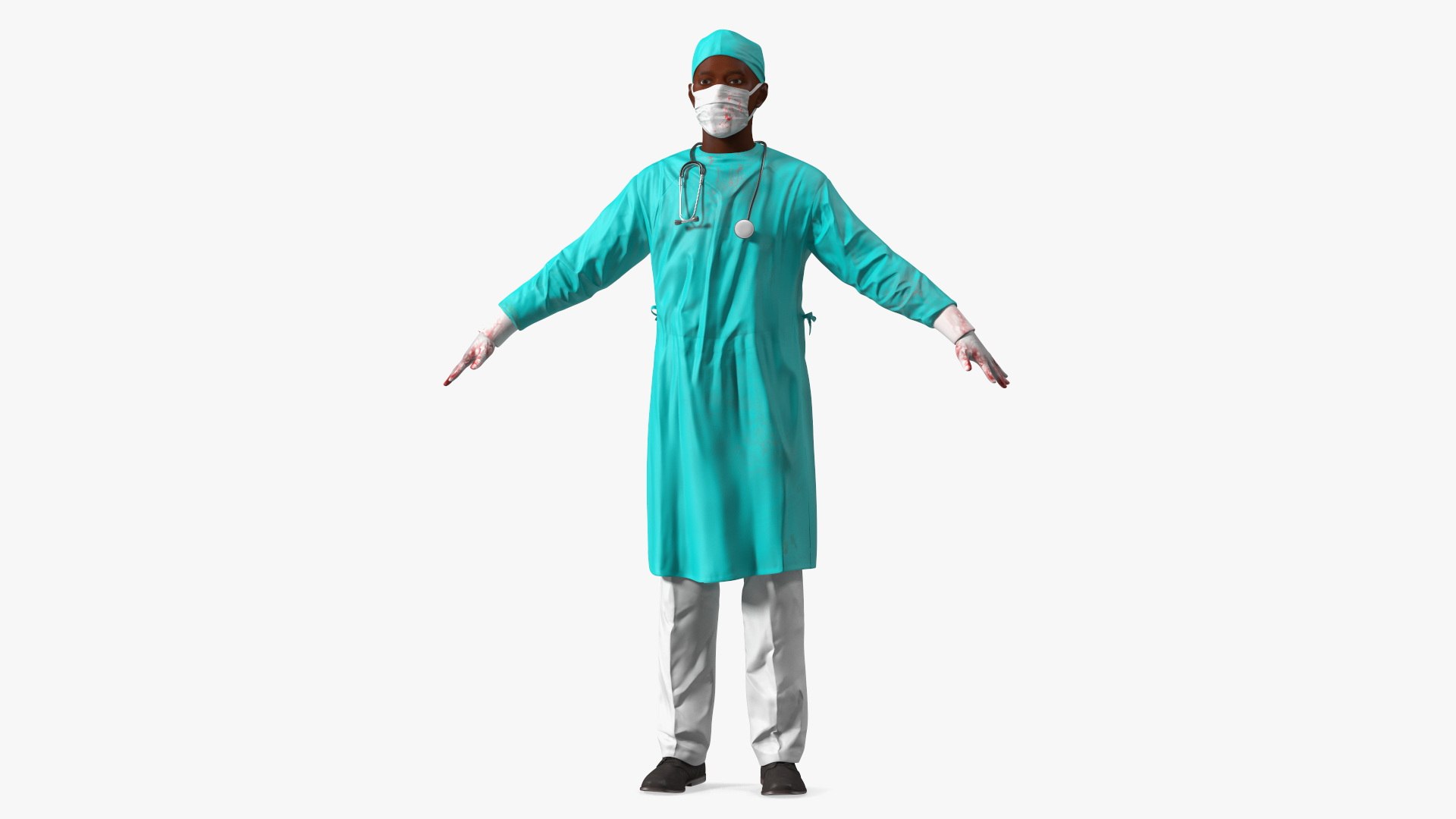 African Black Male Doctor Wearing Face Mask Blood Stained Rigged for Cinema 4D 3D model https://p.turbosquid.com/ts-thumb/6h/XMlJyw/gv/africanblackmaledoctorwearingfacemaskbloodstainedriggedforcinema4dvray3dmodel011/jpg/1703013344/1920x1080/fit_q87/9e8424f559253ea4b5bf3cb1245b32305c6f4fb7/africanblackmaledoctorwearingfacemaskbloodstainedriggedforcinema4dvray3dmodel011.jpg