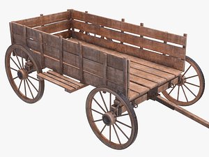 3D cart wood wooden model