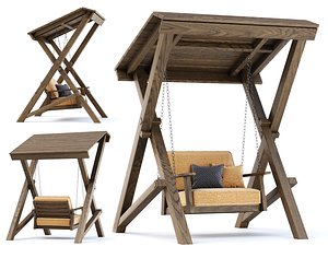 Wooden Garden Single Swing V2 3D model