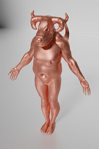 3D Statue with the head of a horned animal
