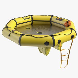 3D Advanced Life Raft with Extras Yellow model