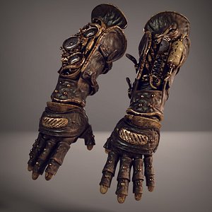steampunk gloves 3d max