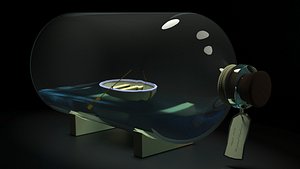 3D Boat in a old bottle
