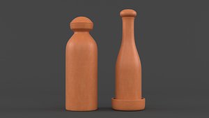 Decorative Clay Bottles 3D