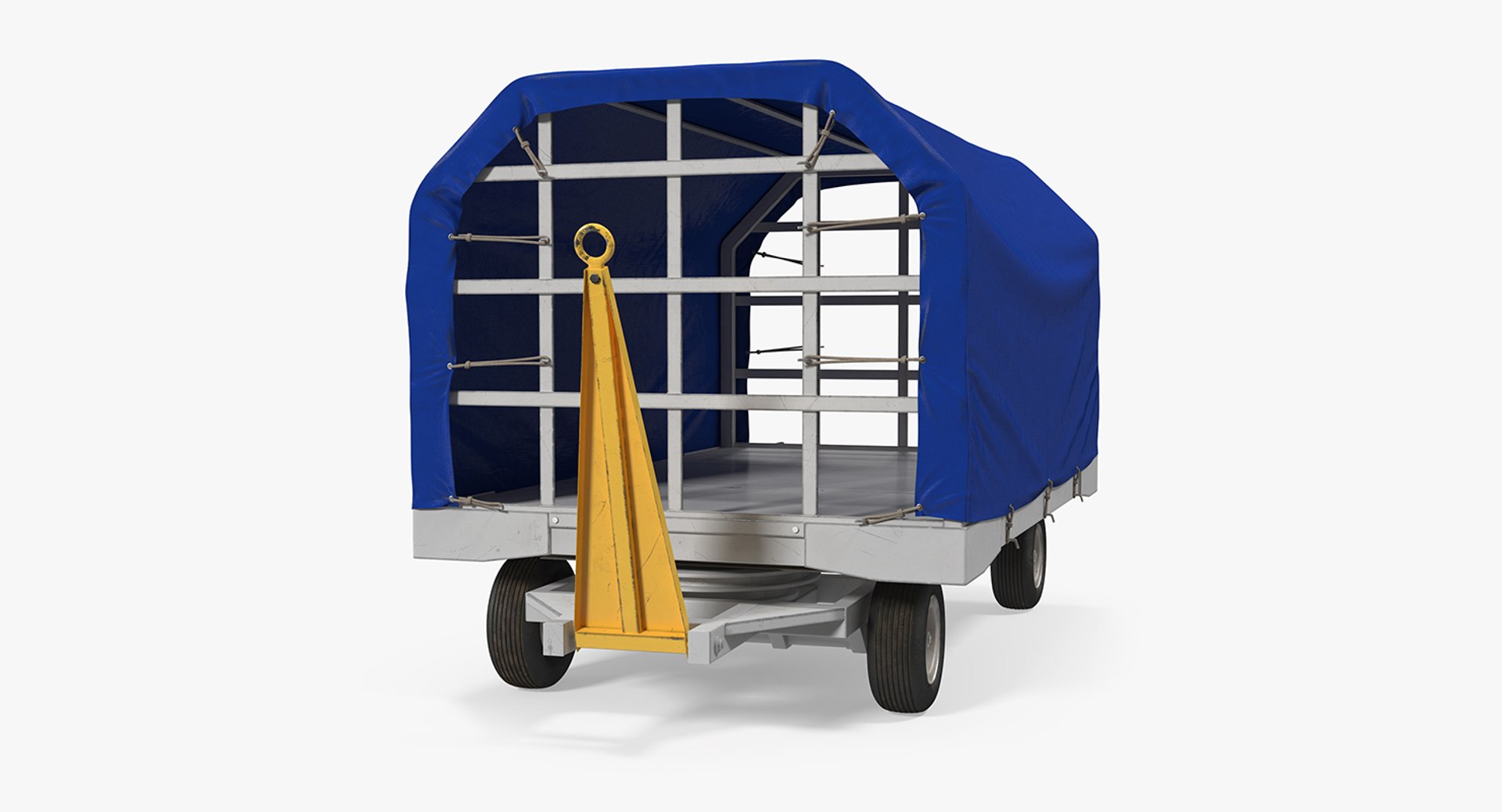 Covered Airport Luggage Trailer Rigged 3D Model 3D model preview