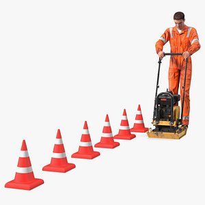 3D Dirty Road Worker with Gasoline Vibratory model