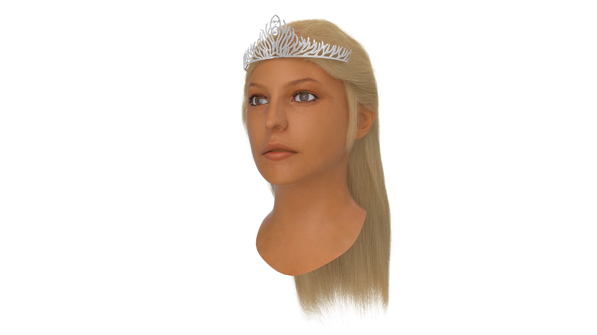 Female Head with Diadem Fur 3D model preview