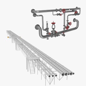 3D Industrial Pipes Collection model