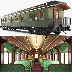 Detailed Train Car With Interior