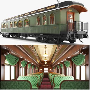 Detailed Train Car With Interior