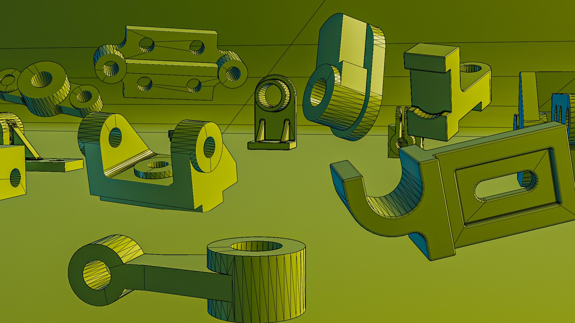 3D 3D Building Blocks Kit Hard Surface Machined Parts model ...