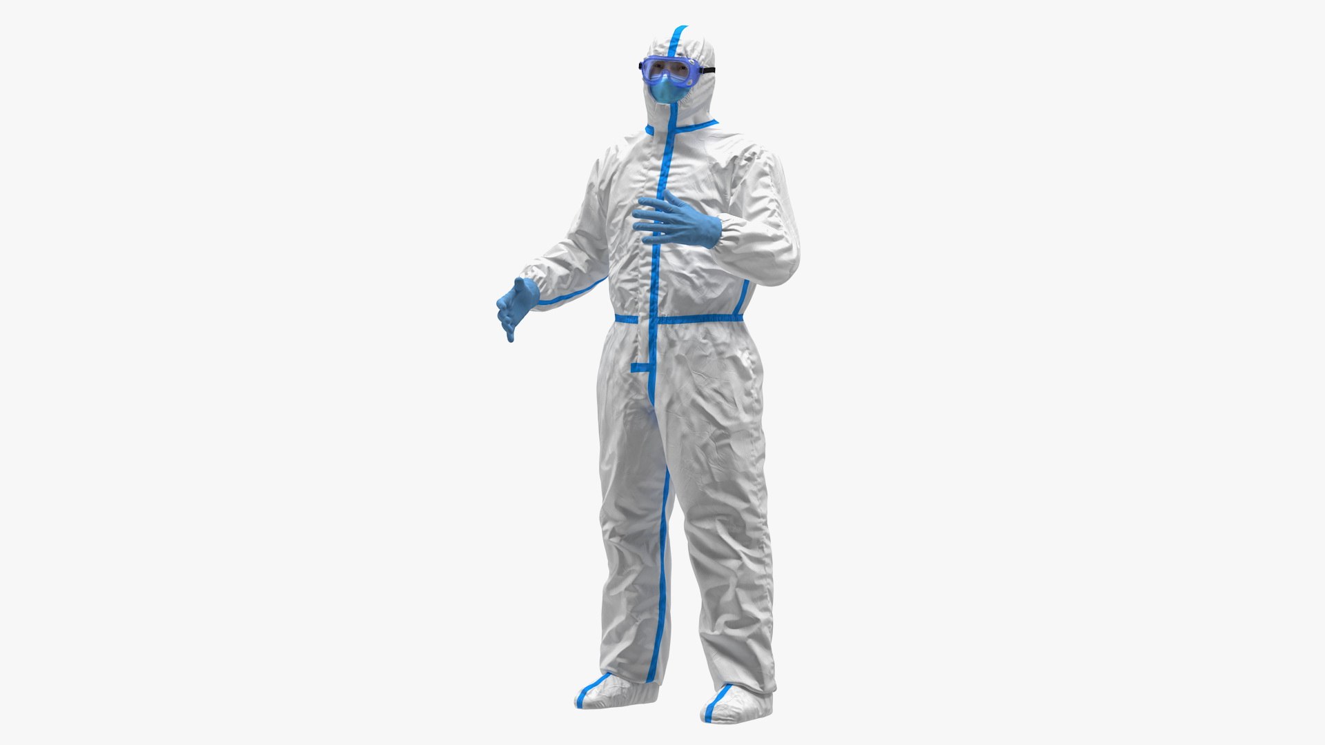 Man in Disposable Medical Protective Suit Rigged 3D model preview