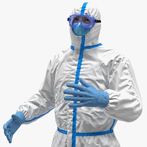 Man in Disposable Medical Protective Suit Rigged