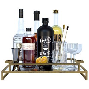 Collection of elite alcohol. Cocktail 3D model
