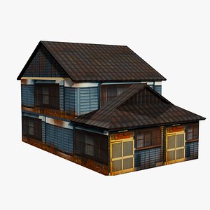 Super Lowpoly Japanese Dual-Roof House 3D model