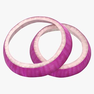 3D realistic red onion slice