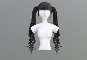 3D Braids Pigtails Hair model