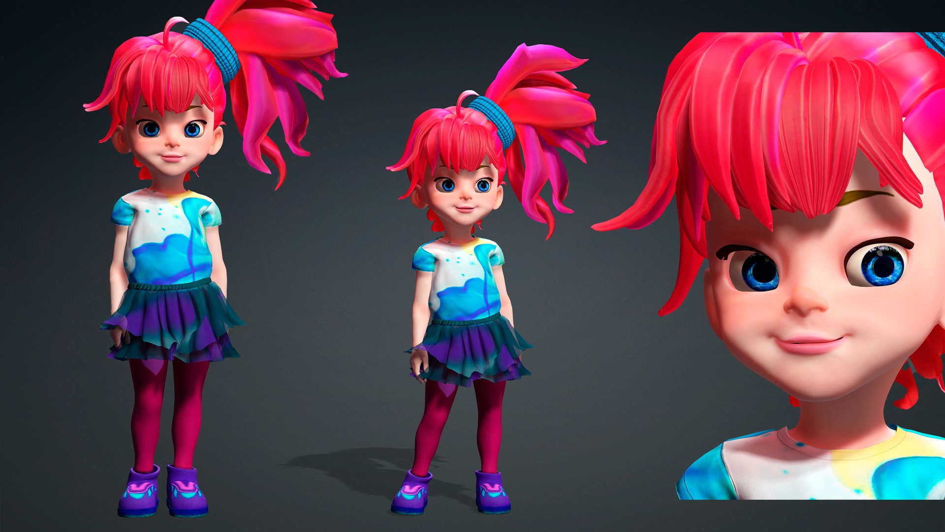 3D Model Cartoon Girl Character Rigged - Stylized Style Fantasy ...