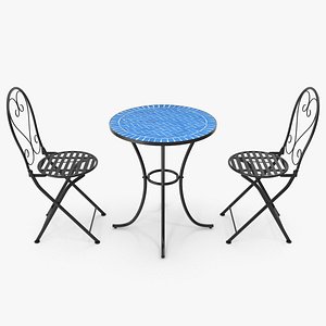 Mosaic Table And Chair Set 3D model