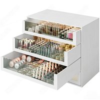 White Three Drawer Cosmetic Storage Cabinet Set