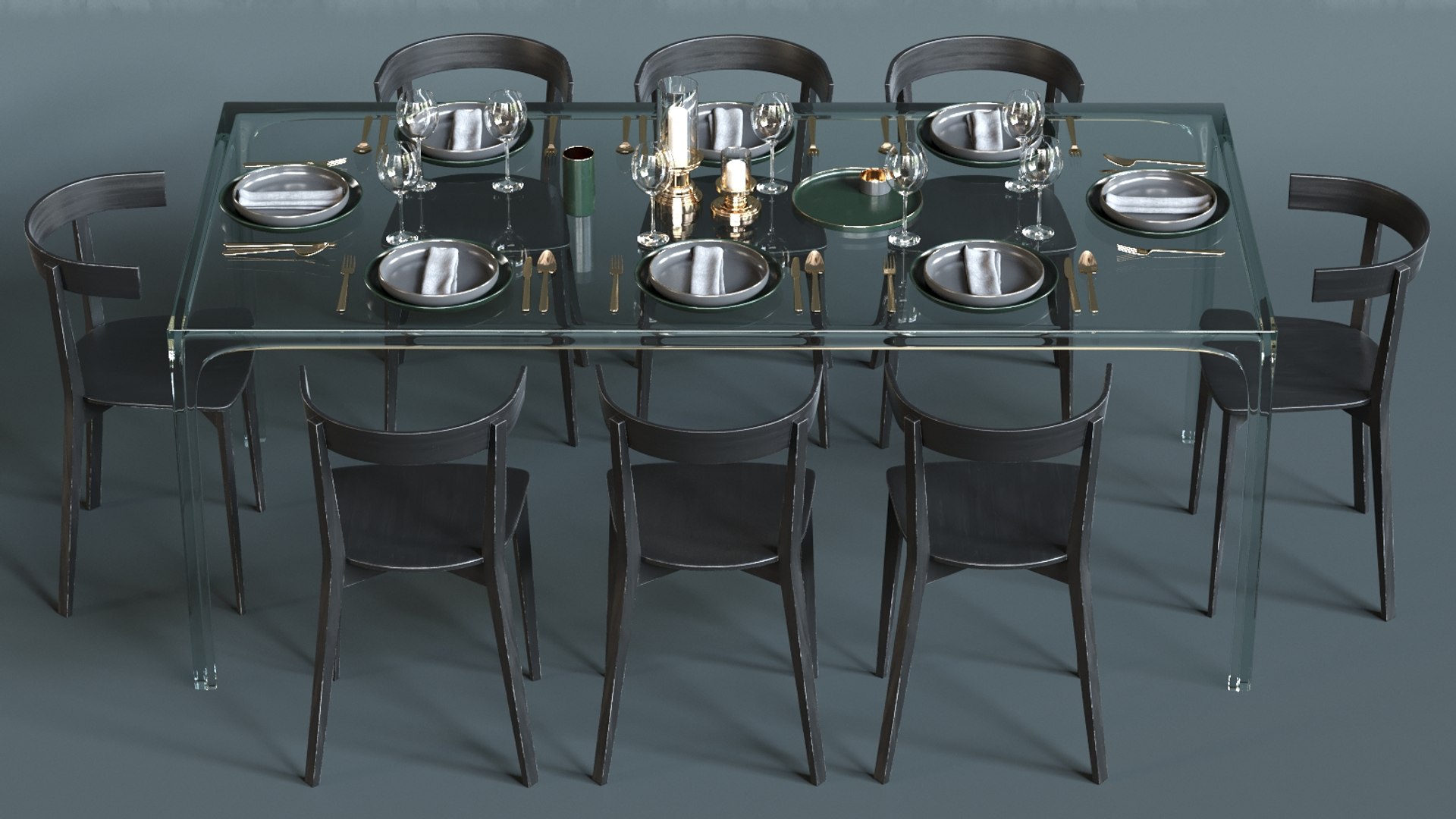 3D Glass Table Set Glas Model - TurboSquid 1372239