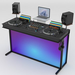 3D Portable DJ Booth 2 Purple Blue
