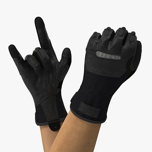 Hands in Black Safety Leather Glove Rigged