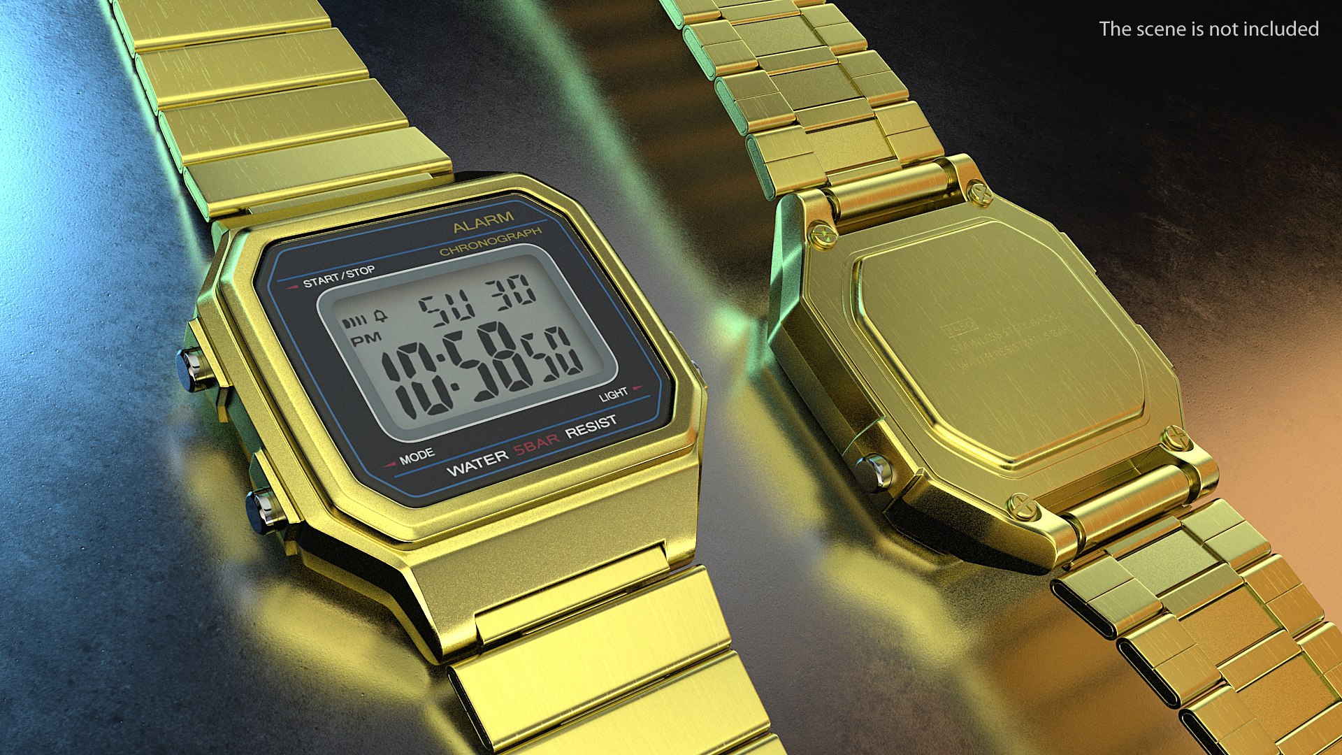 3D golden classic electronic watch model TurboSquid 1451118