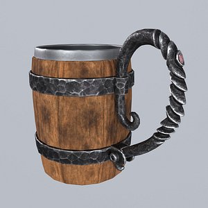3D Wooden beer mug