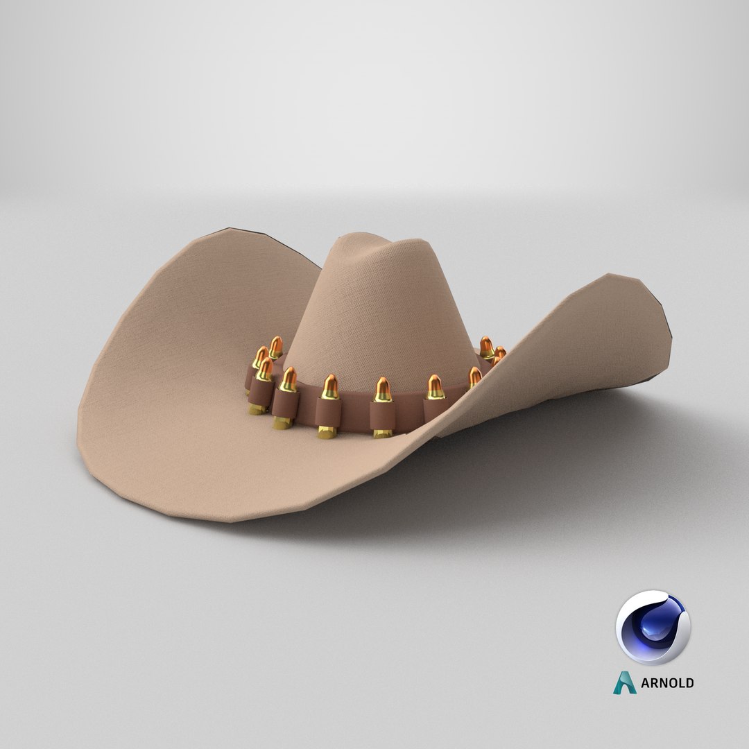 Cartoon cowboy hat with bullets model https://p.turbosquid.com/ts-thumb/6k/s2jQwp/CS/stemcell_cinema_4d_arnold_render/png/1718272403/1920x1080/fit_q87/f6bc47d0702ed797e865d8a5ddd658a1abcfbdb5/stemcell_cinema_4d_arnold_render.jpg