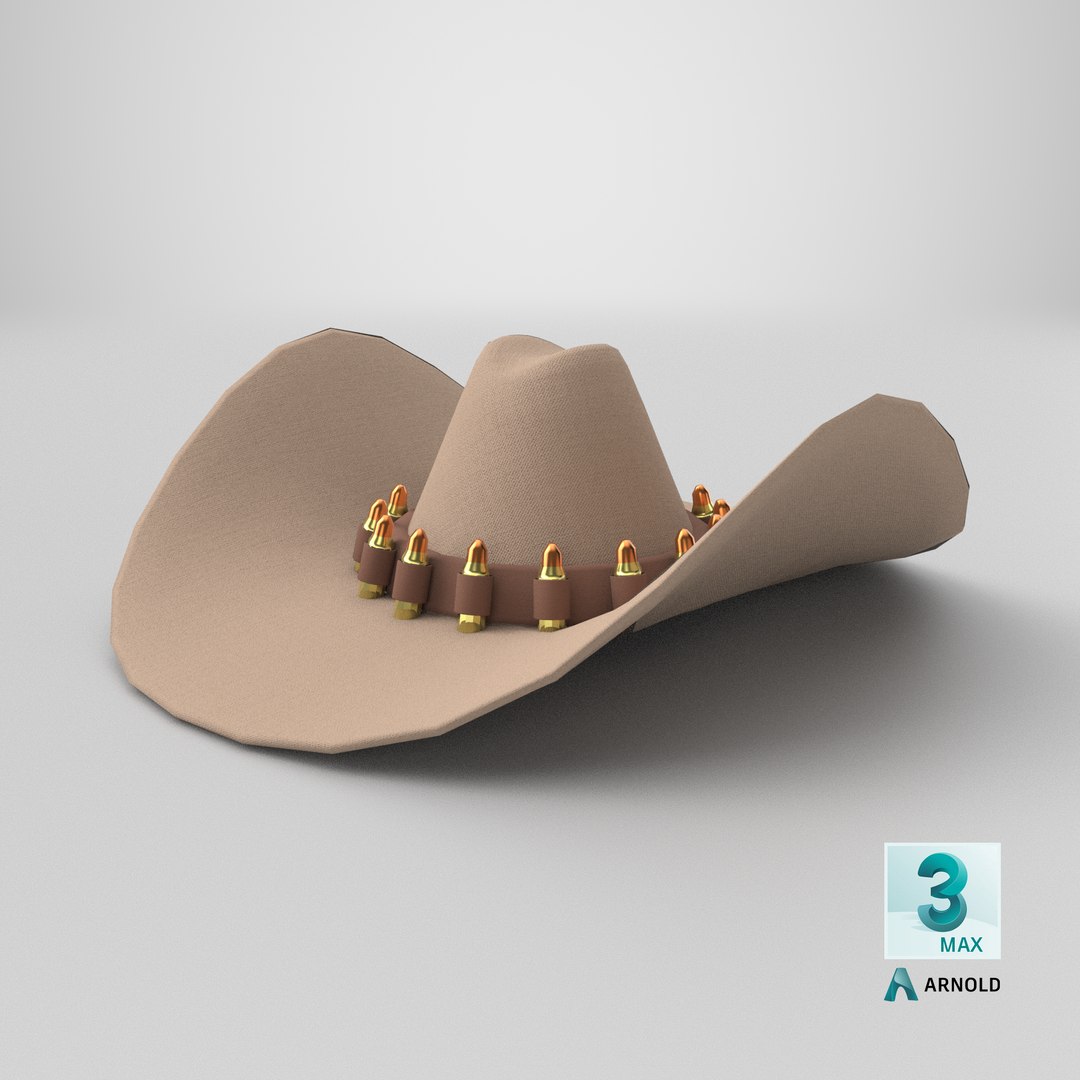 Cartoon cowboy hat with bullets model https://p.turbosquid.com/ts-thumb/6k/s2jQwp/FQ/stemcell_max_arnold_render/png/1718272408/1920x1080/fit_q87/1c85214c754f7a840f0defa9681020adfe594627/stemcell_max_arnold_render.jpg