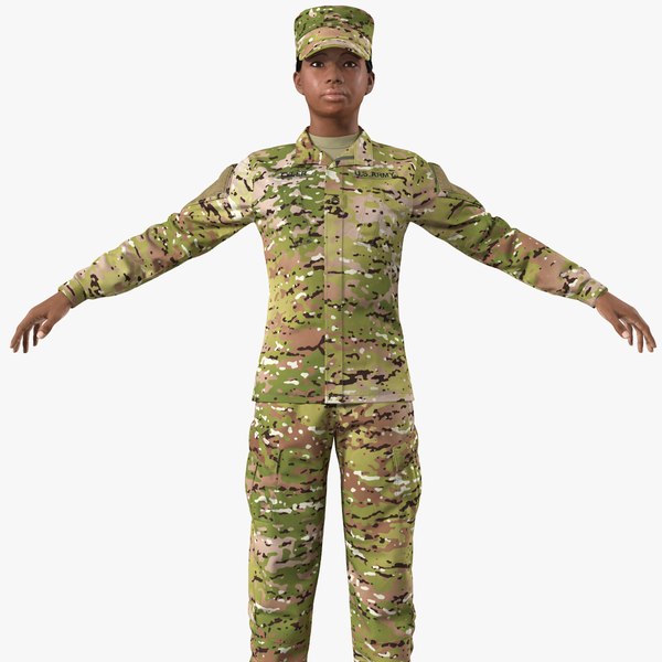 3D black female soldier camo