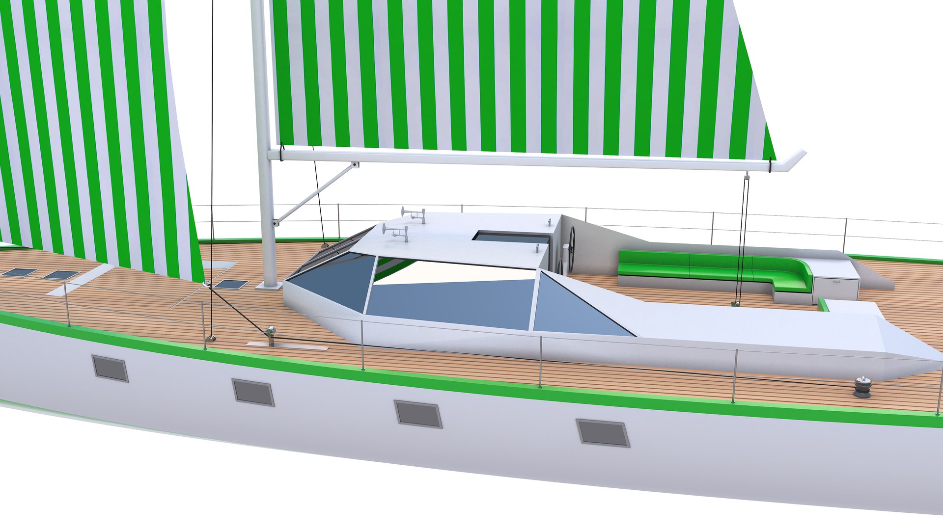 green sailing yacht