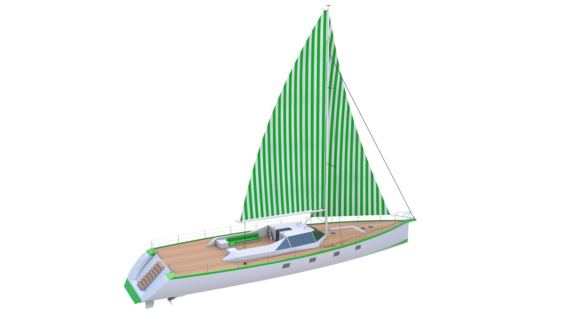 green sailing yacht