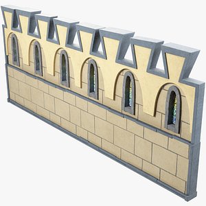 medieval wall segment 3D