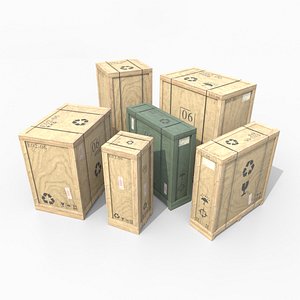 3D Customizable Wooden Crate Pack - Tall Assets