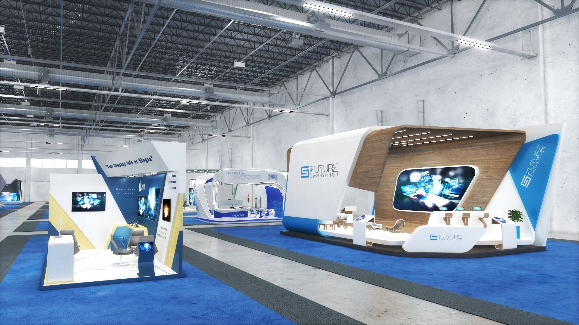 3D Big Exhibit Hall with 20 different Stand https://p.turbosquid.com/ts-thumb/6l/5bk02o/UL/exhibithallfull12/jpg/1654923170/1920x1080/fit_q87/dcef825c7b17911d4b598c42672ea25e55c0448c/exhibithallfull12.jpg