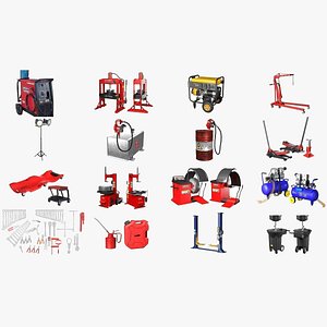 Autoservice Garage Machine and Tools Pack