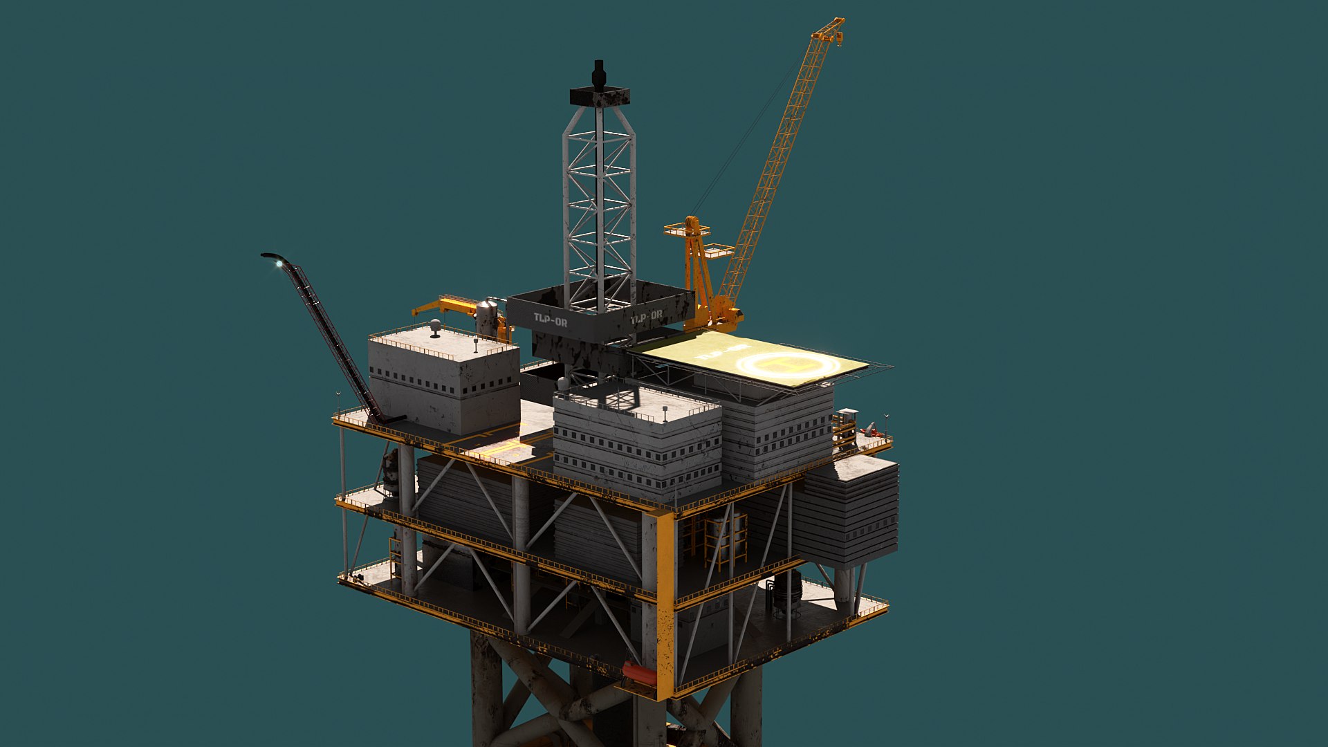Aged SPAR And TLP Oil Rig Collection Model - TurboSquid 2427077
