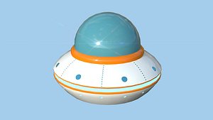 3D Cartoon UFO A1 - SciFi Flying Saucer - White Orange