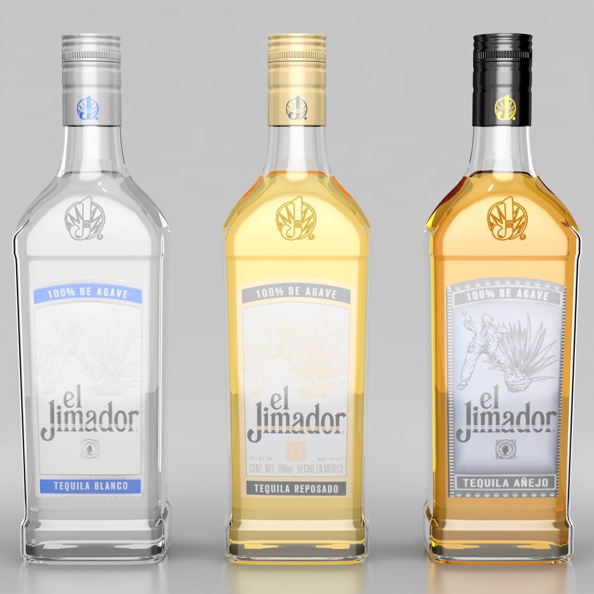 el jimador tequila bottles 3d model