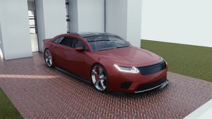 3D model BLENDER EEVEE Brandless Extended Wheelbase 2 door coupe VR / AR /  low-poly