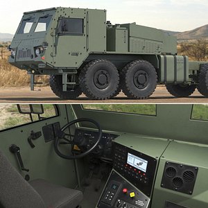 Military Heavy Duty Truck Chassis Cab Green 3D model