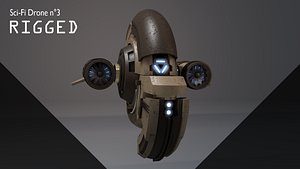 3d model of sci-fi drone n3 rigged