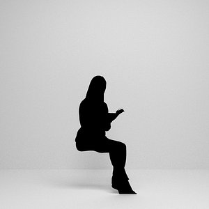 3D model woman sitting silhouette